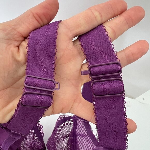 NWT - 32l- Elomi Charley Stretch Plunge Bra in Pansy- Purple - Picture 7 of 11